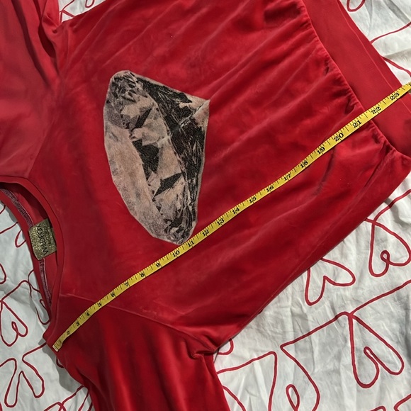 Wildfox diamond red velour oversized crewneck sweater - Picture 3 of 6
